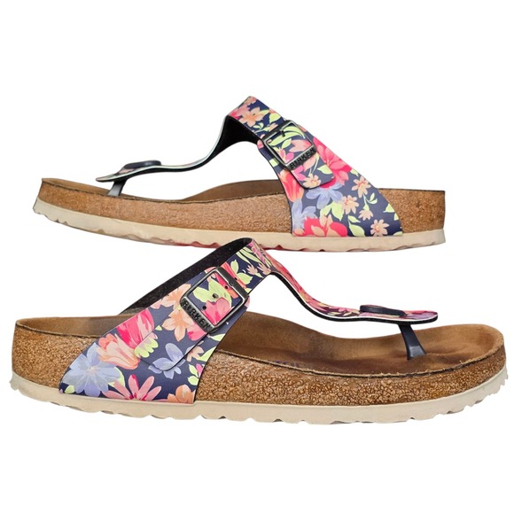 Birkenstock Gizeh Floral Thong Sandals Size 39(8-8.5) Women's Colorful - Picture 1 of 8
